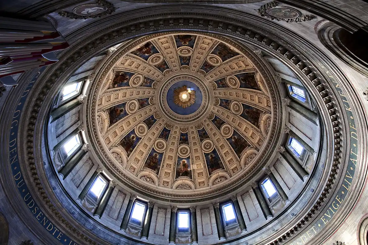 The painted dome interior of Frederik's Church (the Marble Church) in Copenhagen