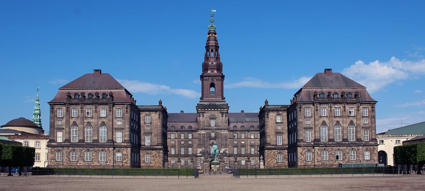 Christiansborg riding ground flanked by the baroque royal stable wings