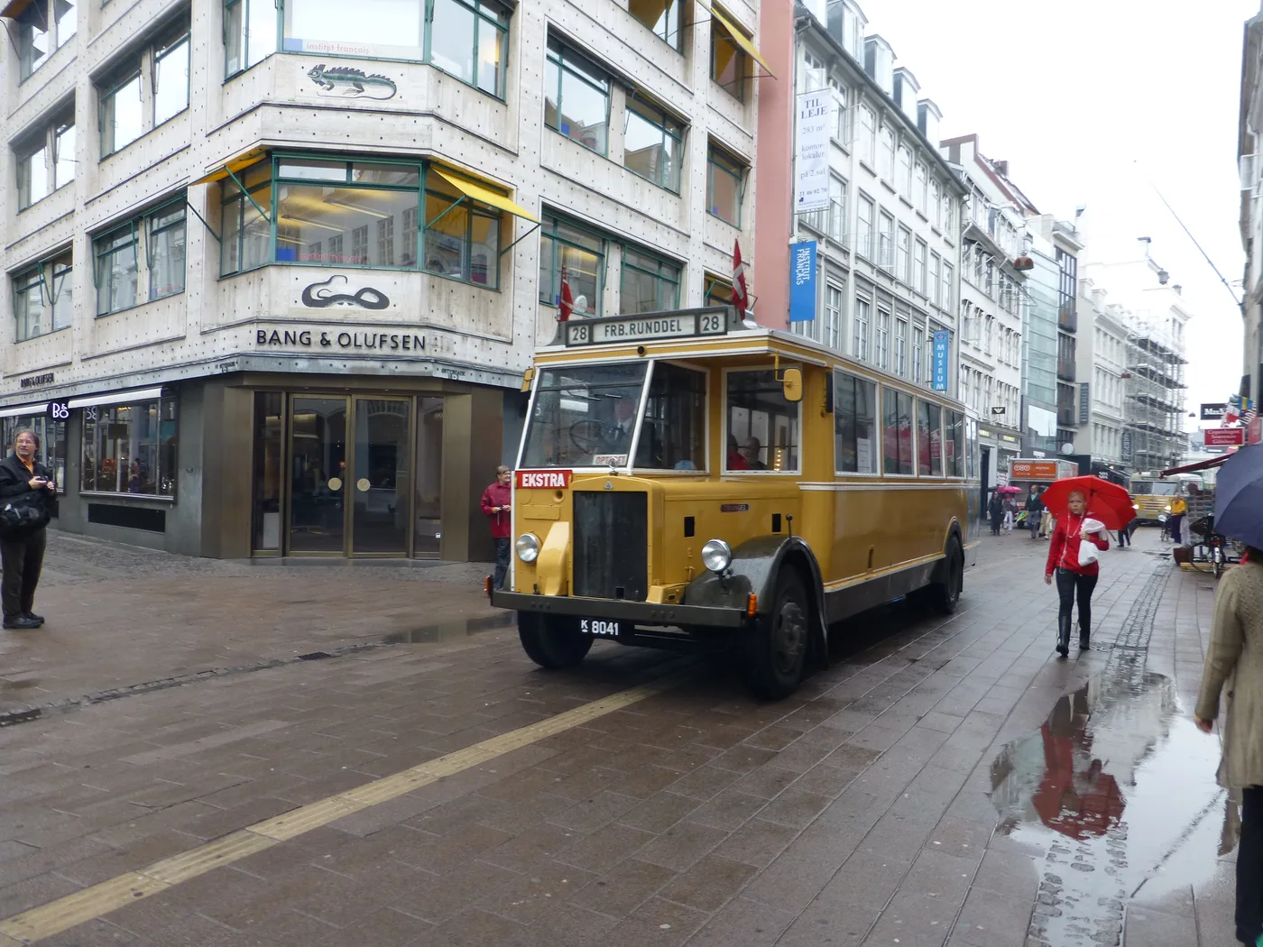 Crowded shopping street during peak hours in Copenhagen
